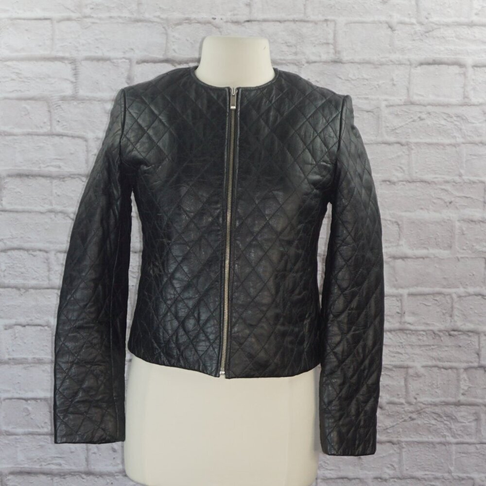 Vintage 90s Quilted Leather Jacket